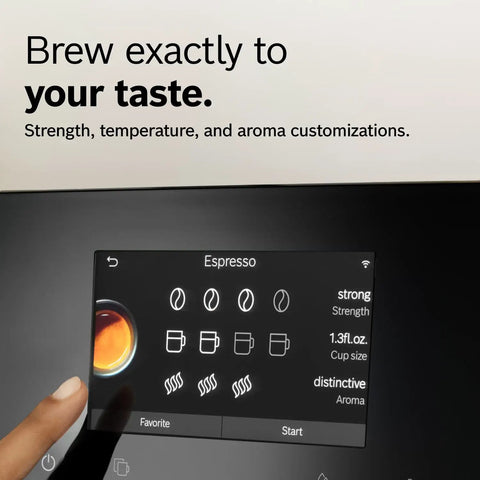 Touchscreen display of Fully Automatic Coffee And Espresso Machine For Home Use With 35 Drink Menu Double Cup Barista Style Pro Level