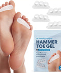 Hammer Toe Corrector Gels With All Day Relief For Crooked And Overlapping Toes Soft Cushioned Support Symptomatic Toe Alignment White 3 Loop Design 2 Pairs Comfortable Gel Fit For Men And Women package and gel loops.
