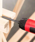 Check Out This Epic 50 Piece Extra Long Reach Screwdriver Bit Set That Nails Deep Recess Jobs In HVAC Auto And Electrical Repair While Handling High Torque Without Bending For Serious Impact Driver Pros. long magnetic screwdriver bit in red impact driver on wood
