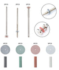 All In One Rotary Tool Polishing Wheels Kit Pro Grade with 6 mandrel shanks, 40 silicone buffing wheels in 4 colors, and 3 spindle handles