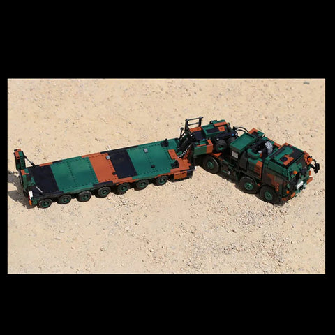 Pro Level Military Tank Carrier Building Blocks 1912 Pcs Top Shelf Army Vehicle Construction Set with detachable cabin details.