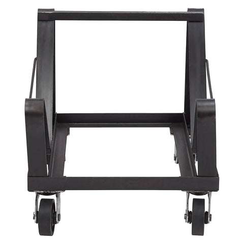 National Public Seating 8500 Series Commercial Chair Dolly Cart for storing up to forty stackable dining chairs in heavy duty black steel.