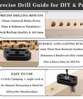 Self Centering Doweling Jig With Eight Size Drill Bushings For One Eighth To Three Eighth Inch Drill Bits in use on wood