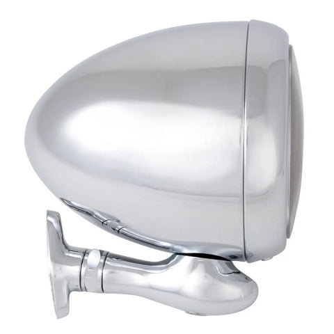 Chrome Teardrop Dummy Spot Light 5 Inch Diameter With Clear Lens, Decorative Show Light For Classic Cars, Heavy Gauge Chrome Steel Housing, Non Functional Exterior Accent