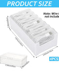 4 Pack Cable Organizer Box With 28 Clear Compartments For Switch Cords And Power Cables Desktop Cable Management Box Charger Storage Case Office And Home Desk Accessory Transparent Durable Design Easy Access, 10x20x6 cm