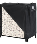 4Ft Firewood Rack Cover Made With 600D Heavy Duty Oxford, black waterproof, windproof and sunproof, covering wood logs