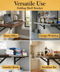 Heavy Duty Folding Shelf Brackets 20 Inch Set Of Two 500 Lbs wall mounted in various uses: home office, garage workshop, laundry room, breakfast bar.