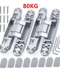 Hidden Door Hinges Set 2 Pack Invisible Adjustable Cross Hinge For Outward Swing Wooden Doors with screws and tools