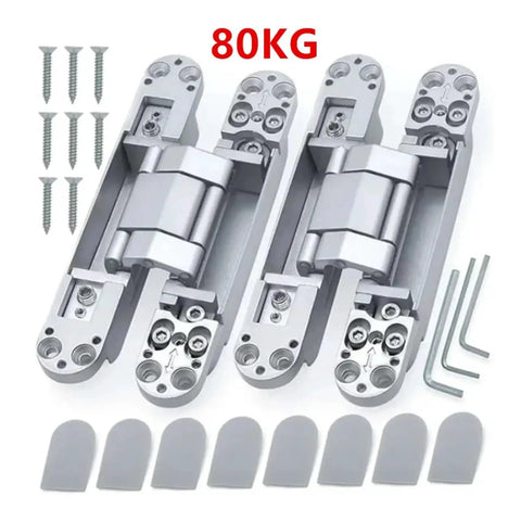 Hidden Door Hinges Set 2 Pack Invisible Adjustable Cross Hinge For Outward Swing Wooden Doors with screws and tools