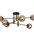 6 Light Glass Globe Sputnik Chandelier With Dope Matte Black And Gold Finish Modern Ceiling Fixture