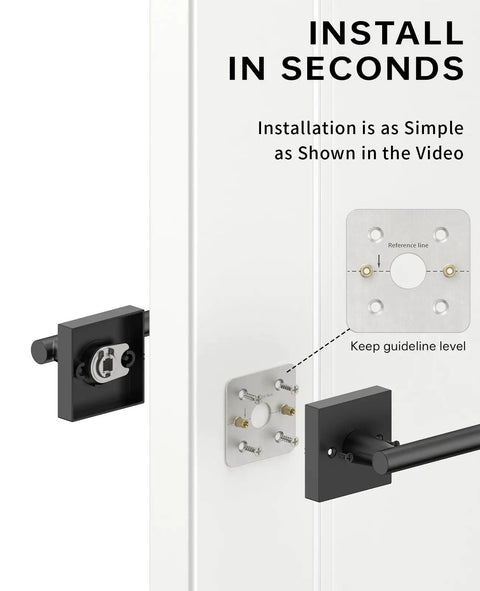 Four Pack Matte Black Dummy Interior Door Handles With Keyed Entry From Outside And Thumb Button Lock Inside For Quick Lock Up And Sleek Home Security Upgrade Includes Deadbolt And Lever For Interior And Exterior Doors installed on white door