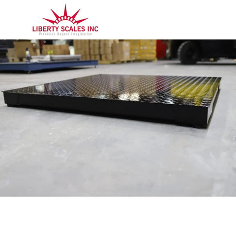 Plug And Play 4x5 Industrial Floor Scale With Bright Digital Indicator Heavy Duty 1000 Lb Pallet Scale top view of steel platform in warehouse