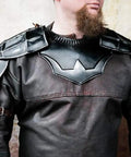 Medieval Blackened Pauldrons And Gorget Set For Berserk Guts Style Armor, 18 gauge steel with leather straps, size M to L