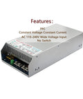 High Watt 2000W Switching Power Supply With PFC, 110-240V AC To DC Converter, 24V 83A Output, Pro Grade Power For CCTV, Radios, Computer Projects, LED Strip Lights, And 3D Printers, silver metal unit