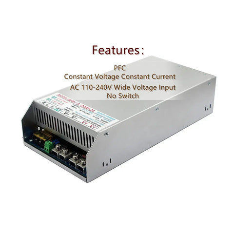 High Watt 2000W Switching Power Supply With PFC, 110-240V AC To DC Converter, 24V 83A Output, Pro Grade Power For CCTV, Radios, Computer Projects, LED Strip Lights, And 3D Printers, silver metal unit