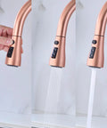 Brushed Gold Kitchen Faucet With Pull Down Sprayer And 360 Degree Rotating Gooseneck Lead Free Brass Pull Out Spray Single Handle