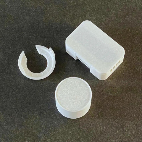 Human Presence Sensor 2.2 for Home Assistant With mmWave Radar Motion Detection, Adjustable Sensitivity, WiFi Enabled Smart Sensor, Seeed C3 External Antenna, LD2410B, White 1 Pack Sensor Plus Wall Mount white sensor, round cover and wall clip on dark surface