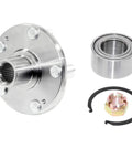 Front Wheel Hub Kit With Bearing, Studs, Snap Ring And Axle Nut Forged Flange Precision Fit For Non Integral Wheel Hubs, 1 Pack Silver