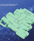 NPN To PNP Converter Module For PLC IO Level Shifting And Polar Sensor Interface MRI 24TR INV green module on tech background