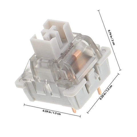 Top Shelf 10 Pack Mechanical Keyboard Switch Actuators With Linear Three Legged Stem, grey switch with metal housing.