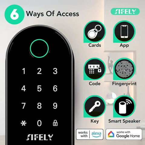 Fingerprint Smart Door Lock With Handle And Keypad Built In WiFi No Gateway Needed For Remote Access Keyless Entry