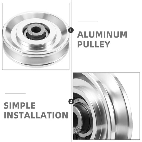 2 Pack Bearing Pulley Wheel For Gym Gear And Home Workout Pro Grade Equipment Durable Round Pulleys For Cable Machines And Sliding Door Rollers Easy To Install Quickly, aluminum pulley close-up
