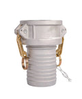 Pair Of Aluminum Gravity Cast Camlock Fittings And Groove Hose Adapter 3 Inch Part C Female Coupler To Serrated Tail With Brass Handles, aluminum camlock fitting.