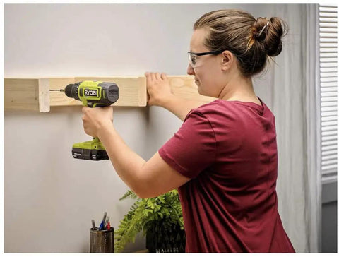 Person using 18V Cordless Drill Driver With Half-Inch Keyless Chuck, Delivers Up To 515 In-Lbs Torque And 1,750 RPM, PCL206B on wood