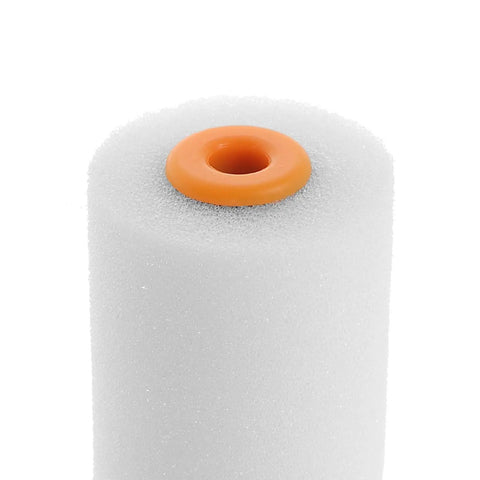 Twelve Pack Nifty Little Mini Sponge Rollers With Cushioned Handles For Walls And Detail Work Gives You A Straight Up Flawless Coat Every Time Super Simple Cleanup Built Solid For Daily Hustle - close-up of white foam roller with orange handle.