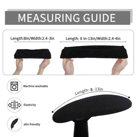 Stretchable Water Resistant Jacquard Armrest Covers For Office Chair Fits 8 To 13 Inch Arm Length And Easy Fit Two Point Four To Three Inch Width Elastic Band Washable Desk Chair Protection Two Pieces Black measuring guide