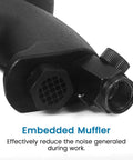 Close-up of muffler component on Pro Grade Heavy Duty Pneumatic Rivet Nut Gun Kit With Self Locking Head And Quick Change Mandrels.