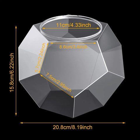 Large Capacity 12 Sided Polygon Coffee Pods Holder Go To For Nespresso VertuoLine Capsules showing dimensions.