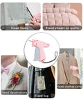 No Sweat Heavy Duty Handheld Sewing Gun Quick Clothing Repair Tool Featuring Pink Grip And Complete Fastener Kit for fixing hems and tags.
