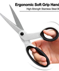 Heavy Duty Sewing Scissors Set All Purpose 8 Inch Fabric Scissors, 5 Inch Embroidery Snips, 4 Inch Detail Scissors, 5 Inch Thread Snips For Sewing Quilting Tailoring Dressmaking Craft Projects. Stainless steel blades with soft grip handles.