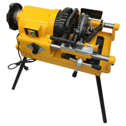 Heavy Duty Electric Pipe Threader Cuts 1/2 To 3 Inch BSPT NPT Pipes Like Butter 220V 750W Motor on black stand.