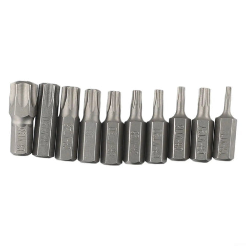 Assorted bits from 34-Piece Socket Set With Male Female And E-Security Bits Chrome Vanadium Steel Drive Tool Kit For T10 To T60