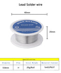 63/37 Tin Rosin Core Solder Wire 0.8mm Diameter, 20g Pack With Flux for easy electronics soldering on spool