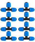 8 Pack Half Inch Drip Irrigation Tee Fittings with Barbed Nuts Half Inch ID and 0.63 Inch OD Tubing Connectors for Garden
