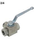 Three Way High Pressure Ball Valve Carbon Steel Manual Tee With BSP Thread Water Oil Gas Systems 500 Bar Working Pressure G1/4 To G3/4 Size Durable Hydraulic Valve For Industrial Use, G3/4