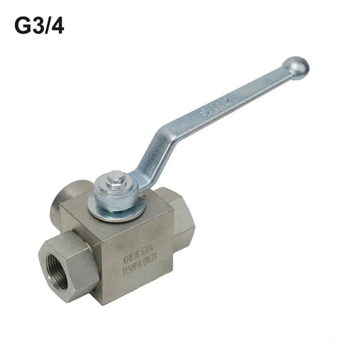 Three Way High Pressure Ball Valve Carbon Steel Manual Tee With BSP Thread Water Oil Gas Systems 500 Bar Working Pressure G1/4 To G3/4 Size Durable Hydraulic Valve For Industrial Use, G3/4