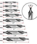 8 Piece Center Drill Bit Set For Lathe Work, Pro Grade HSS Center Drill Bits With 60 Degree Countersink, Sizes 1.0 to 6.0 mm