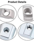Close-up of Beefy M5 T Nut Set for 6mm T-slot aluminum extrusion showing dual type slide-in and hammer head drop-in T nuts.