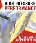 Using Two Pack Lever Action Grease Gun Set Heavy Duty 10000 PSI With 18 Inch Whip Hose on machinery.