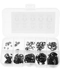 120 Piece E Clip Assortment Kit With 10 Sizes From 1.5mm To 10mm Black External Snap Rings in open organizer box
