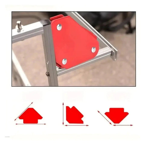 Close-up of a red steel bracket for Telescoping Shortwave Antenna Horizontal Whip Mount dual-mode installation.