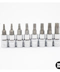 Ultimate 8-Piece 1/4 Inch Hex Torx Screwdriver Bit Set Featuring Heavy Duty T8 Through T40 Bits With Rugged Design For Maximum Grip And High Torque Power To Crush Rusty Bolts And Tighten Screws Like A Boss Without Bending Or Breaking. 38mm bits
