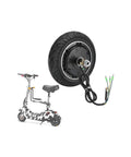 Eight Inch Electric Scooter Hub Motor Drop In Replacement with bulletproof tire and wiring, ideal for e-bike conversions.