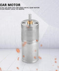 12V DC gear motor with encoder, 25mm diameter metal housing, front view for electronic locks