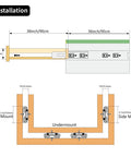 Installation diagram for Beefy Heavy Duty Drawer Slides With Screws, Full Extension 3 Fold Ball Bearing Stainless Steel Rails, 36 Inch Length