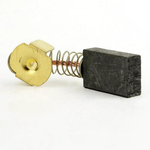 Hardcore Japanese Carbon Brush Set For Porter Cable Power Tools Replaces Oem 5140096 08 And 878266 detailed view of one carbon brush with gold connector.